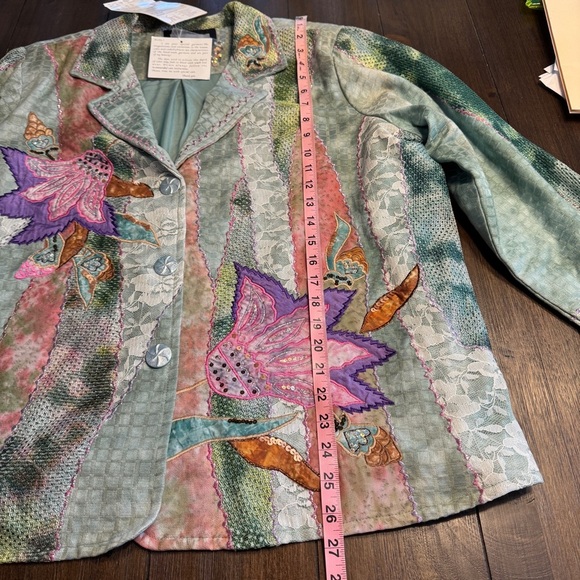 Indigo Moon Embroidered Floral Patchwork Jacket 1X Boho Artistic Statement Piece - Picture 14 of 14